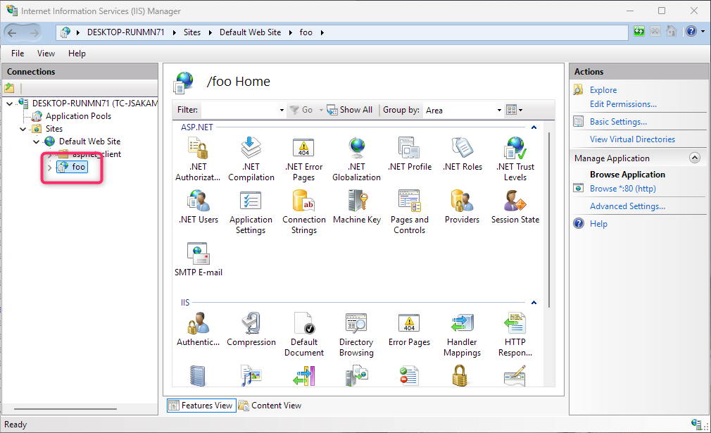 "/foo" virtual app subdirectory in IIS